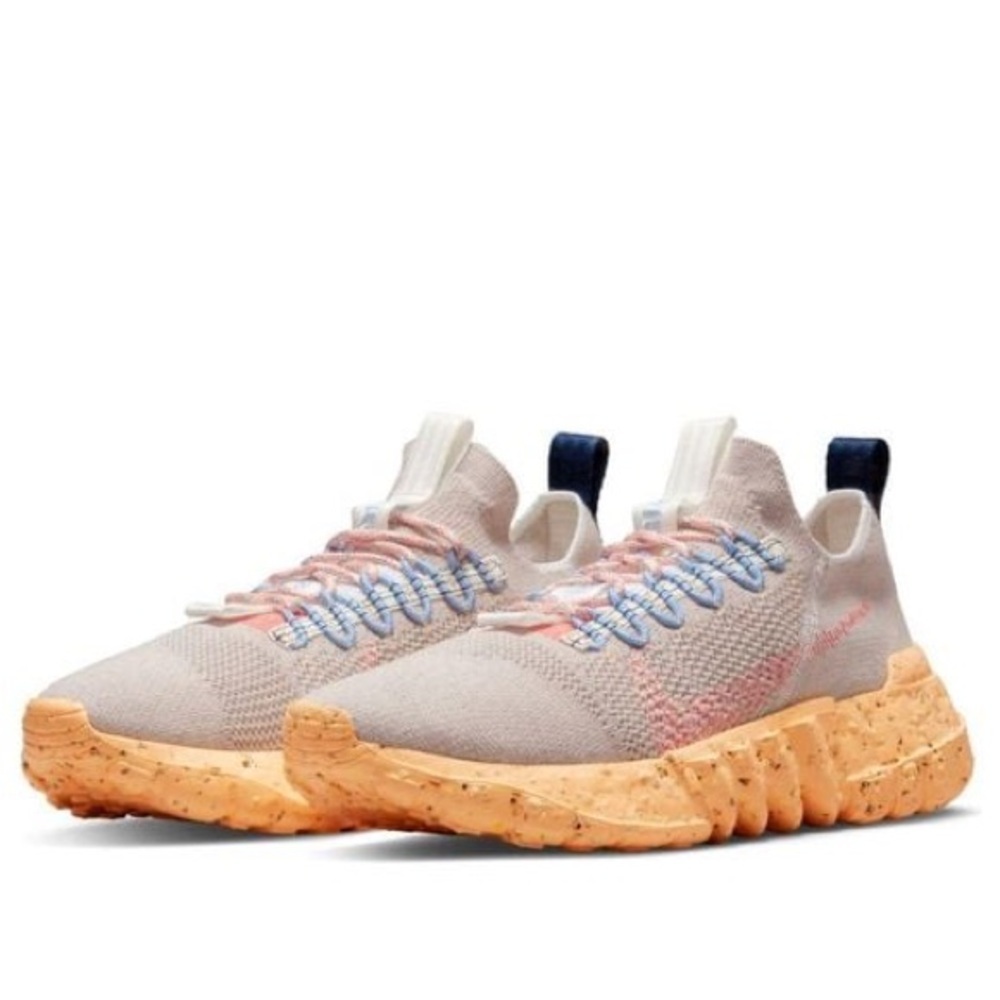 Nike Men's Light Pink and Peach Knit Sneakers